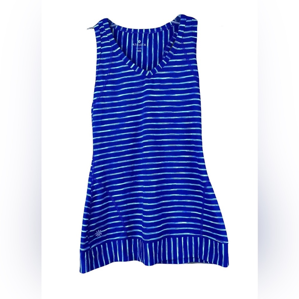 Athleta Blue with Green Stripe Razorback Tank Top Size M